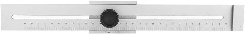 0 300mm Stainless Steel Marking Gauge, Woodworking Scribing Ruler with Screw Fixed Slider, Clear Engraved Scale, sturdy and Anti wear Scribing, Ideal for Accurate Mea