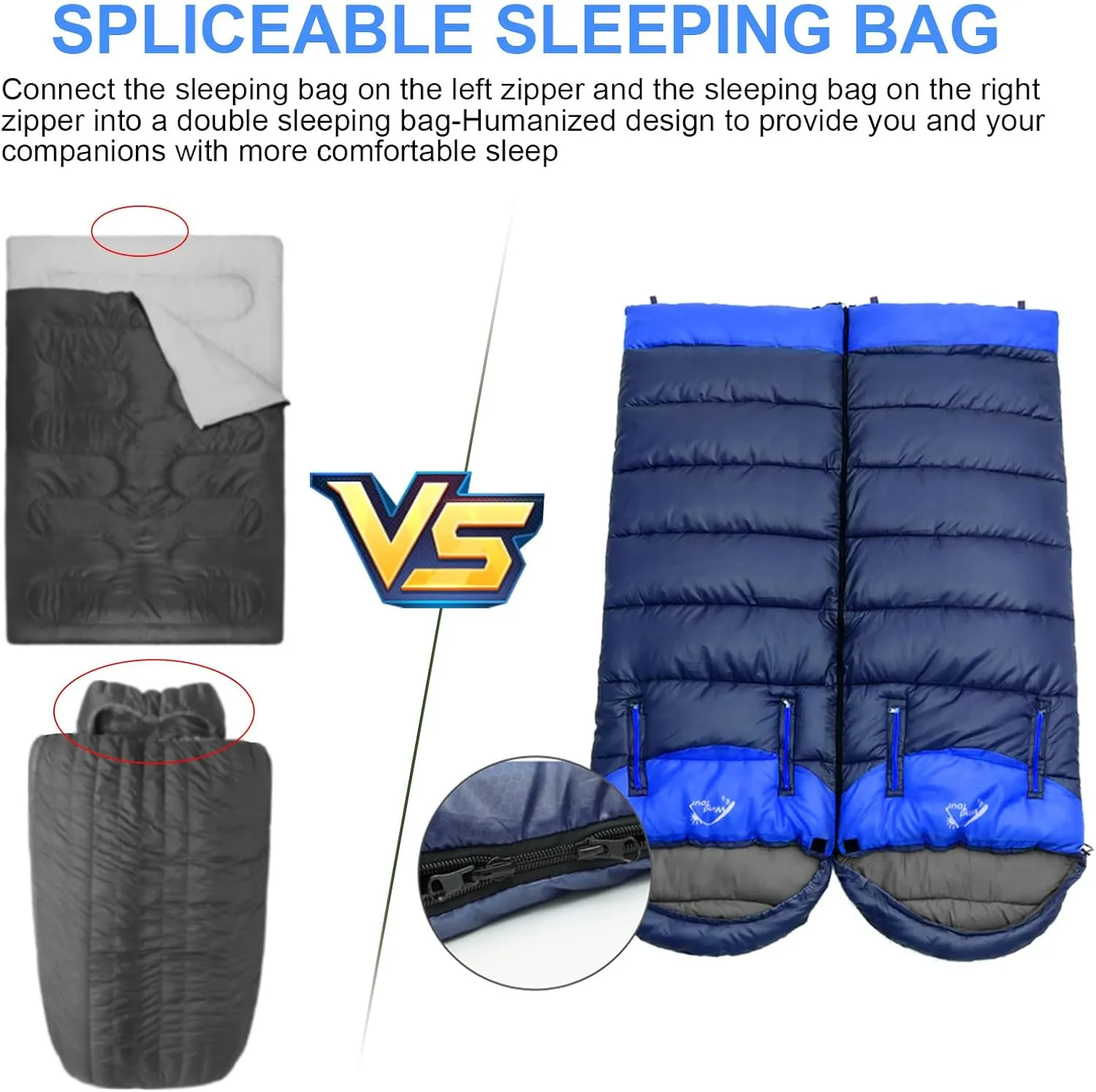 0 Degree Wearable Sleeping Bag for Adults Compact Lightweight Cold Weather Mummy Sleeping Bags for 2-3 Season Camping Backpacking, Fits 5°F ~ 50°F, 4.3lbs More Warmer