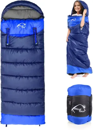 0 Degree Wearable Sleeping Bag for Adults Compact Lightweight Cold Weather Mummy Sleeping Bags for 2-3 Season Camping Backpacking, Fits 5°F ~ 50°F, 4.3lbs More Warmer