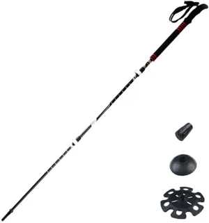 1-Pack Hiking Trekking Poles Lightweight Carbon Fiber Alpenstocks Mountaineering Anti Shock Trekking Poles with Accessories, Extended Foam EVA Grips
