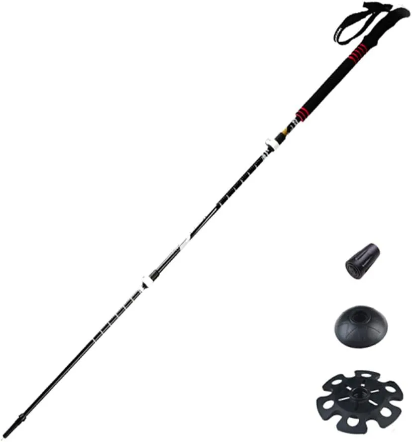 1-Pack Hiking Trekking Poles Lightweight Carbon Fiber Alpenstocks Mountaineering Anti Shock Trekking Poles with Accessories, Extended Foam EVA Grips