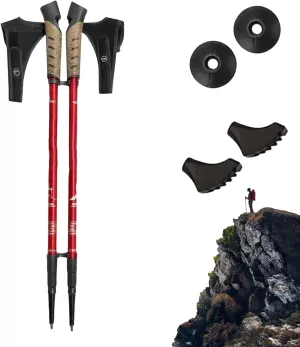 1 Pair Lightweight, Aluminum Nordic Walking Sticks Collapsible and Adjustable Hiking Gear Ergonomic