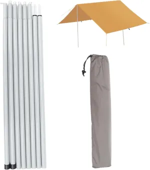 1 Pair Tent Poles for Tarp, 6.6ft Iron Canopy Poles with 8 Section, Easy Install Tent with Backpack for Camping Tarpaulin Awnings for Tarp