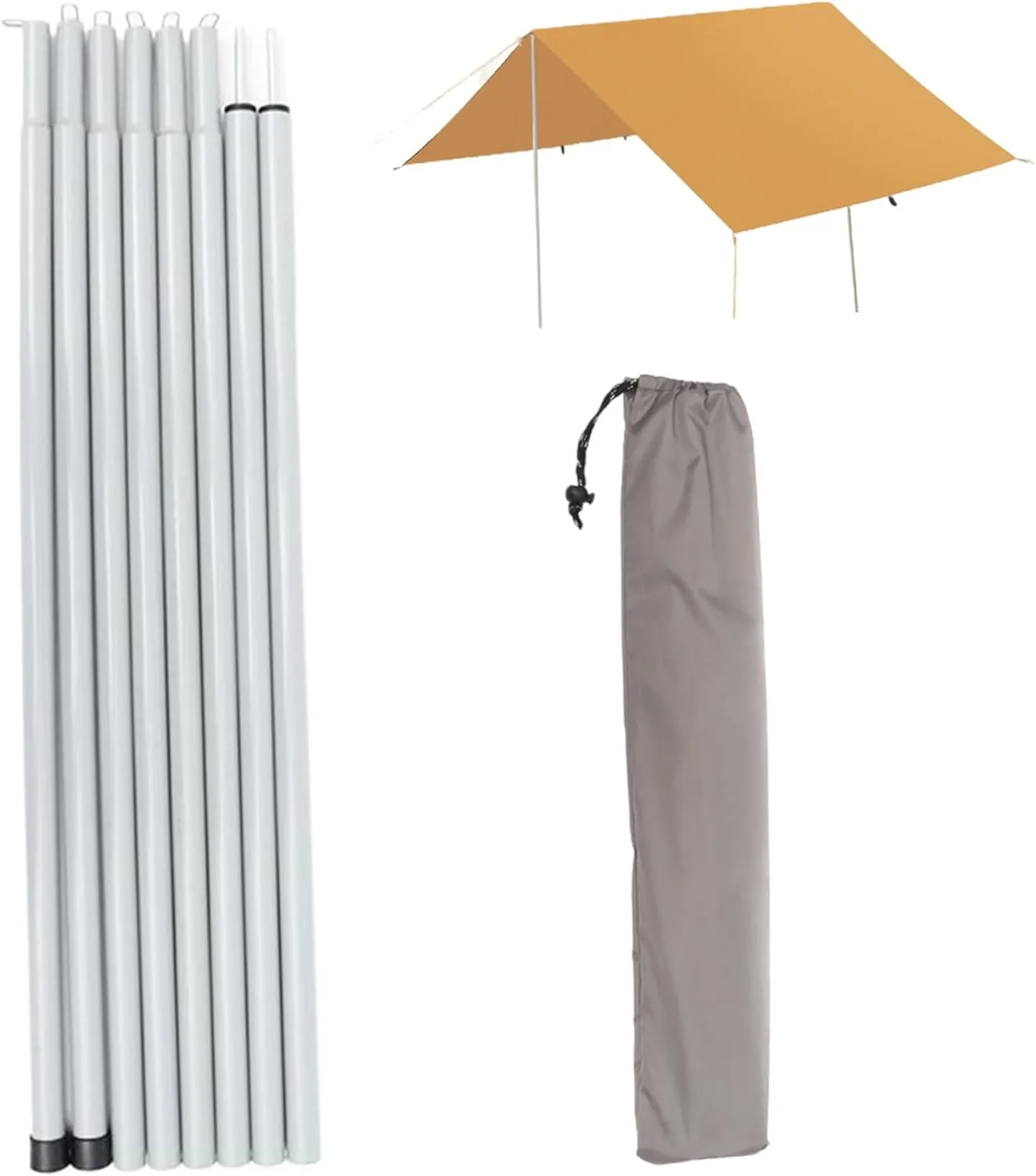 1 Pair Tent Poles for Tarp, 6.6ft Iron Canopy Poles with 8 Section, Easy Install Tent with Backpack for Camping Tarpaulin Awnings for Tarp