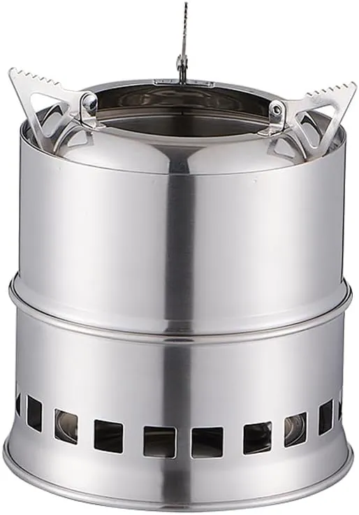 1 Piece Portable Stove Stainless steel, Wood Stove Camping, Twig Stove for Hiking, Foldable Stove Wood