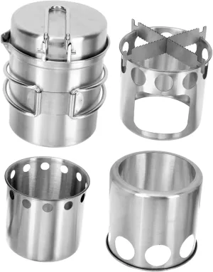 1 Set Foldable Stove Folding Wood Burning Camp Camping Hiking