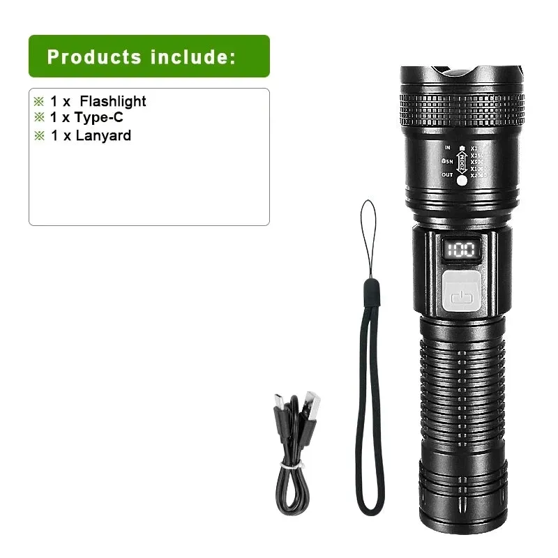 100000 Lumens Super Bright Long Range LED Flashlight Tactical Outdoor Waterproof Lantern Torch