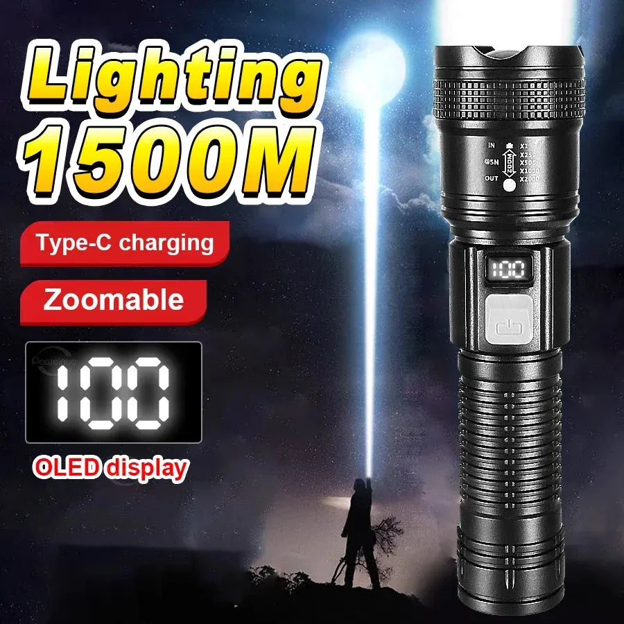 100000 Lumens Super Bright Long Range LED Flashlight Tactical Outdoor Waterproof Lantern Torch