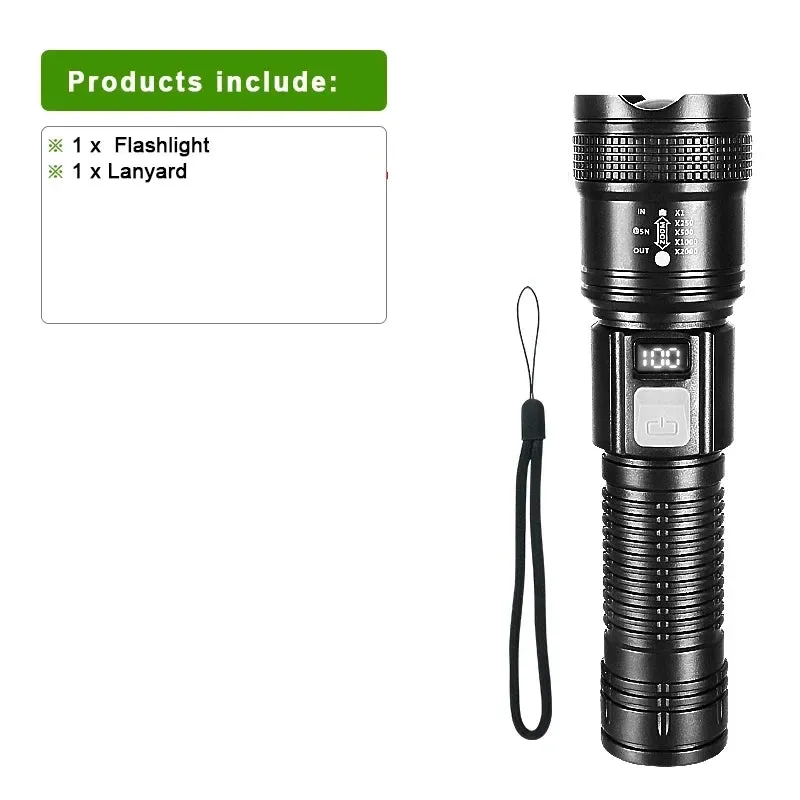 100000 Lumens Super Bright Long Range LED Flashlight Tactical Outdoor Waterproof Lantern Torch