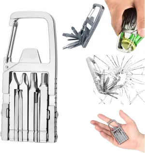 12 in 1 Pocket Multitool Keychain Screwdriver Multifunctional Screwdriver Folding Outdoor Bottle Opener Folding Tool Kit for Camping Outdoors Camping, Hiking, Everyday Use (Silver)