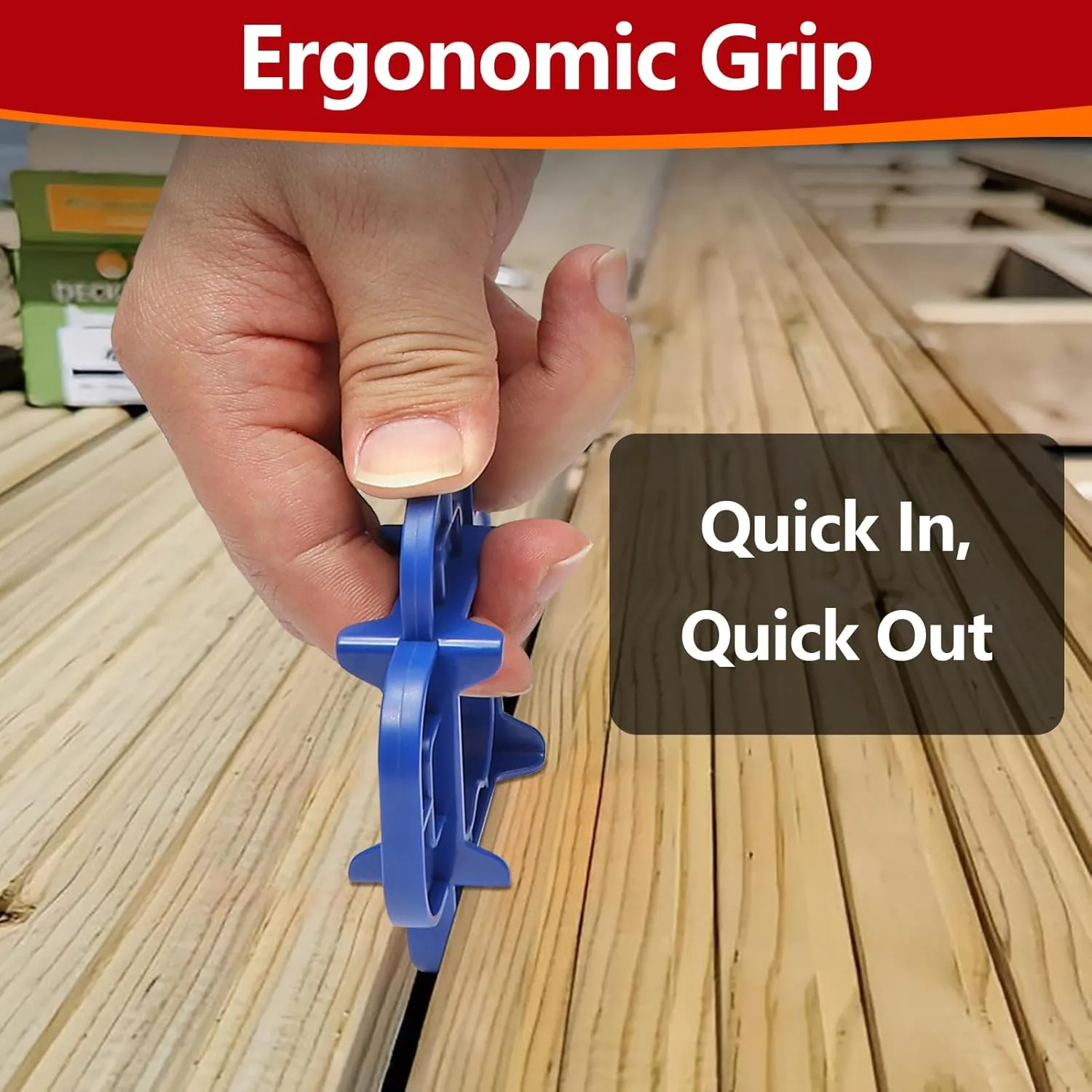 12 Packs 4-in-1 Multi-Size Deck Spacer Tool (5/32", 3/16", 1/4", 5/16") for Composite, PVC, Hardwood & Pressure Treated Decking Board - Red & Blue Options, Easy-to-Use Deck Board Gap Tool
