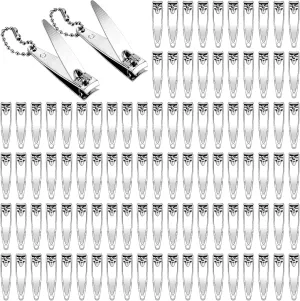 120 Pcs Nail Clippers Bulk,Stainless Steel Toenail Clippers Bulk,Small Nail Clippers with Keychain,Sturdy Nail Clipper Set for Men and Women,Portable Fingernail Clippers