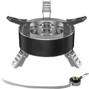 12800W Camping Gas Stove Windproof 5-Burner Gas Stove Foldable Backpacking Stove for Outdoor Fishing Hiking Traveling