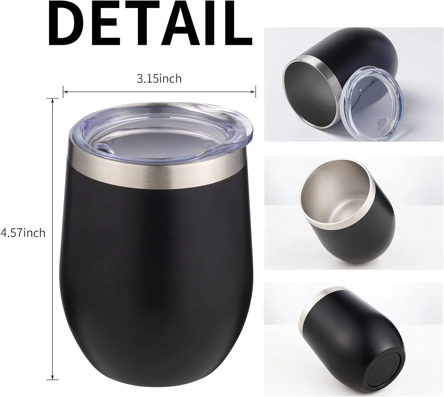 12oz/4 Pack Wine Tumbler Glasses with Lid Stemless Double Wall Vacuum Stainless Steel Travel Tumbler Keeping Cold & Hot for Wine,Coffee,Cocktails,Drinks-Family and Gifts (Multi color-dark)