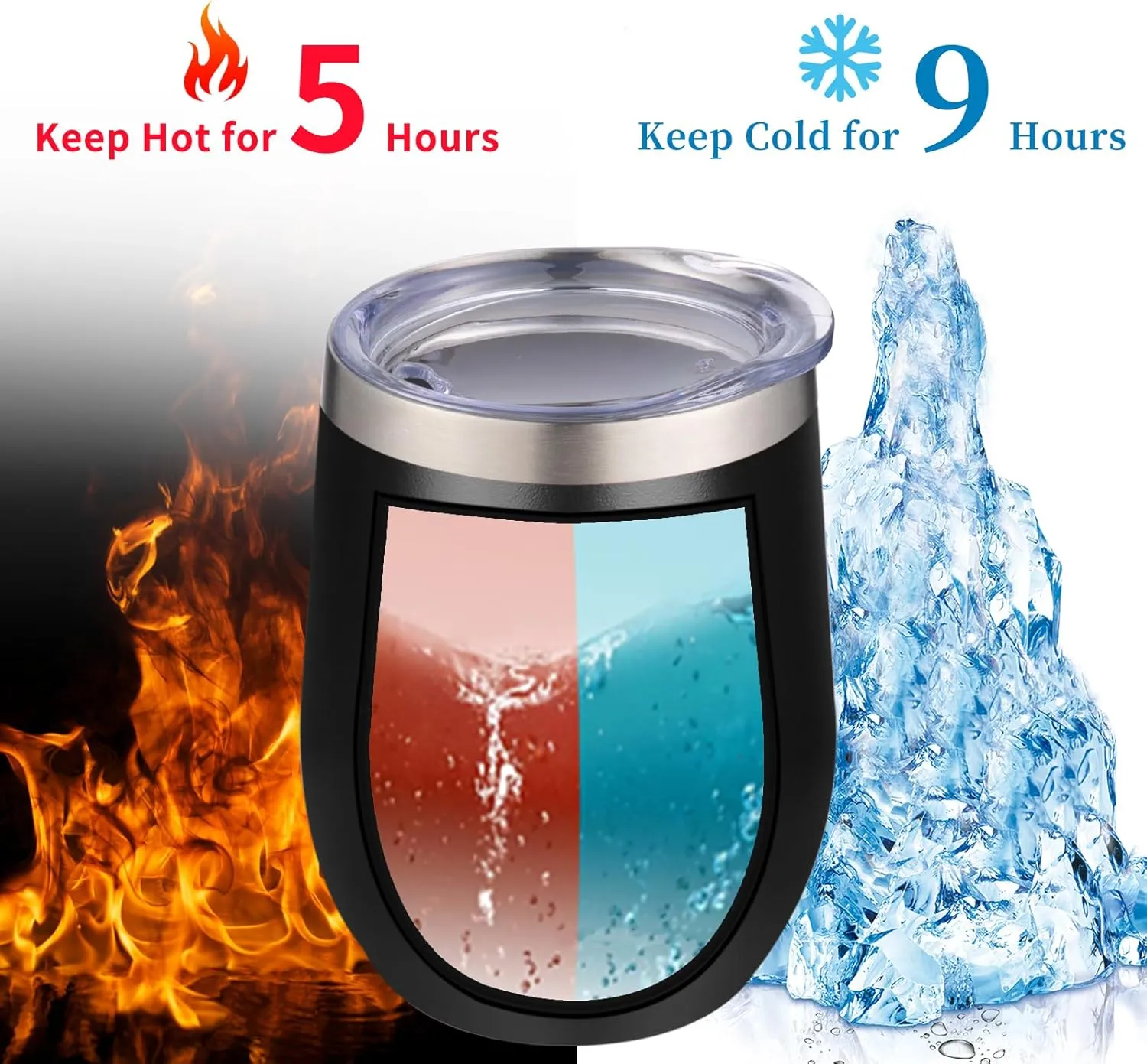 12oz/4 Pack Wine Tumbler Glasses with Lid Stemless Double Wall Vacuum Stainless Steel Travel Tumbler Keeping Cold & Hot for Wine,Coffee,Cocktails,Drinks-Family and Gifts (Multi color-dark)