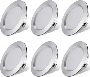 12V LED Lights for RV Camper Van Trailer - 3W Warm White 2800K 270 Lumen Low Voltage Recessed Ceiling Light Dimmable - Pack of 6