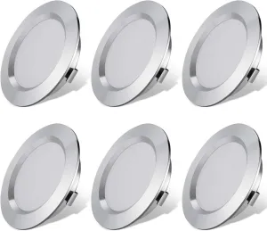 12V LED Lights for RV Camper Van Trailer - 3W Warm White 2800K 270 Lumen Low Voltage Recessed Ceiling Light Dimmable, Set of 6