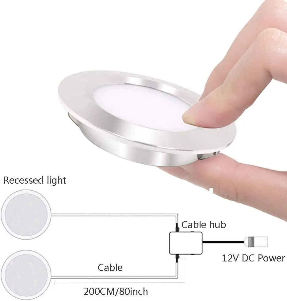 12V LED Lights for RV Camper Van Trailer - 3W Warm White 2800K 270 Lumen Low Voltage Recessed Ceiling Light Dimmable, Set of 6