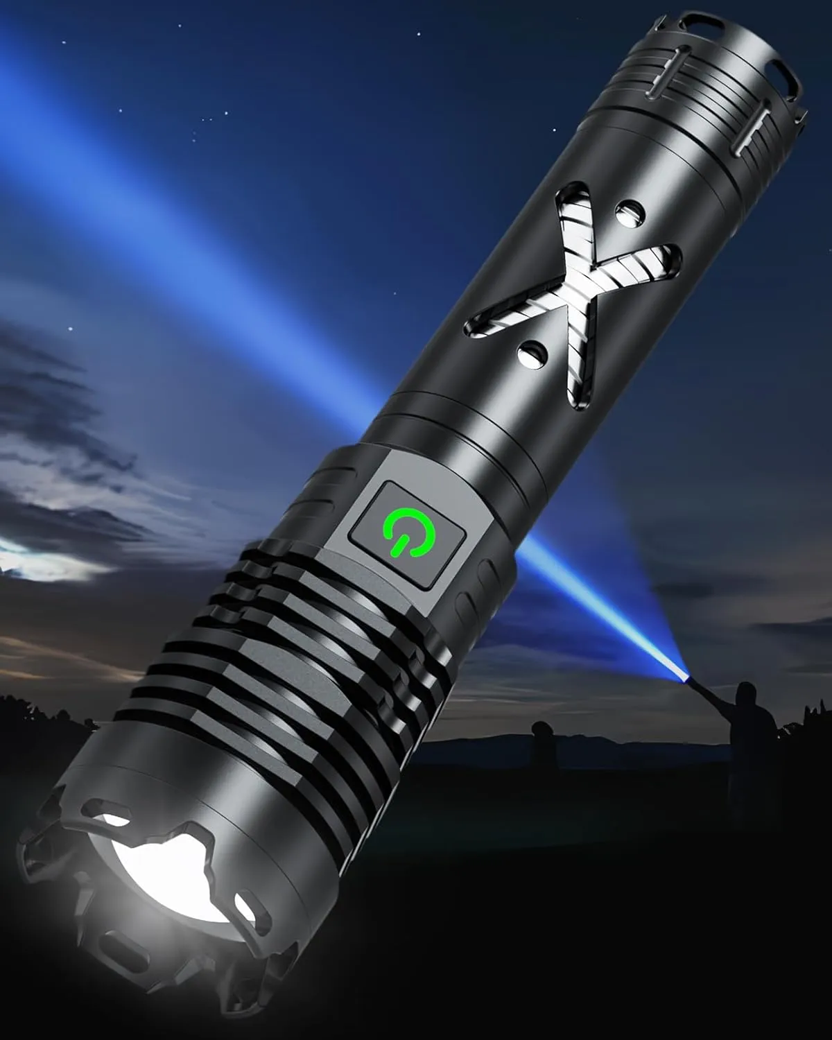 1500 Lumen Rechargeable Flashlight, 5 Modes Mini Handheld Powerful Flashlight, Zoomable Waterproof Tactical Flashlights for Outdoor Hiking Camping Enthusiasts