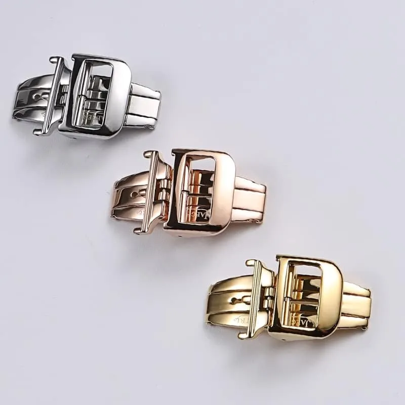 16 18mm Polished Silver Gold Rose-Gold Solid Stainless Steel Folding Clasp for Jaeger-LeCoultre Deployment Buckle (Color : Rose Gold, Size : 16mm)