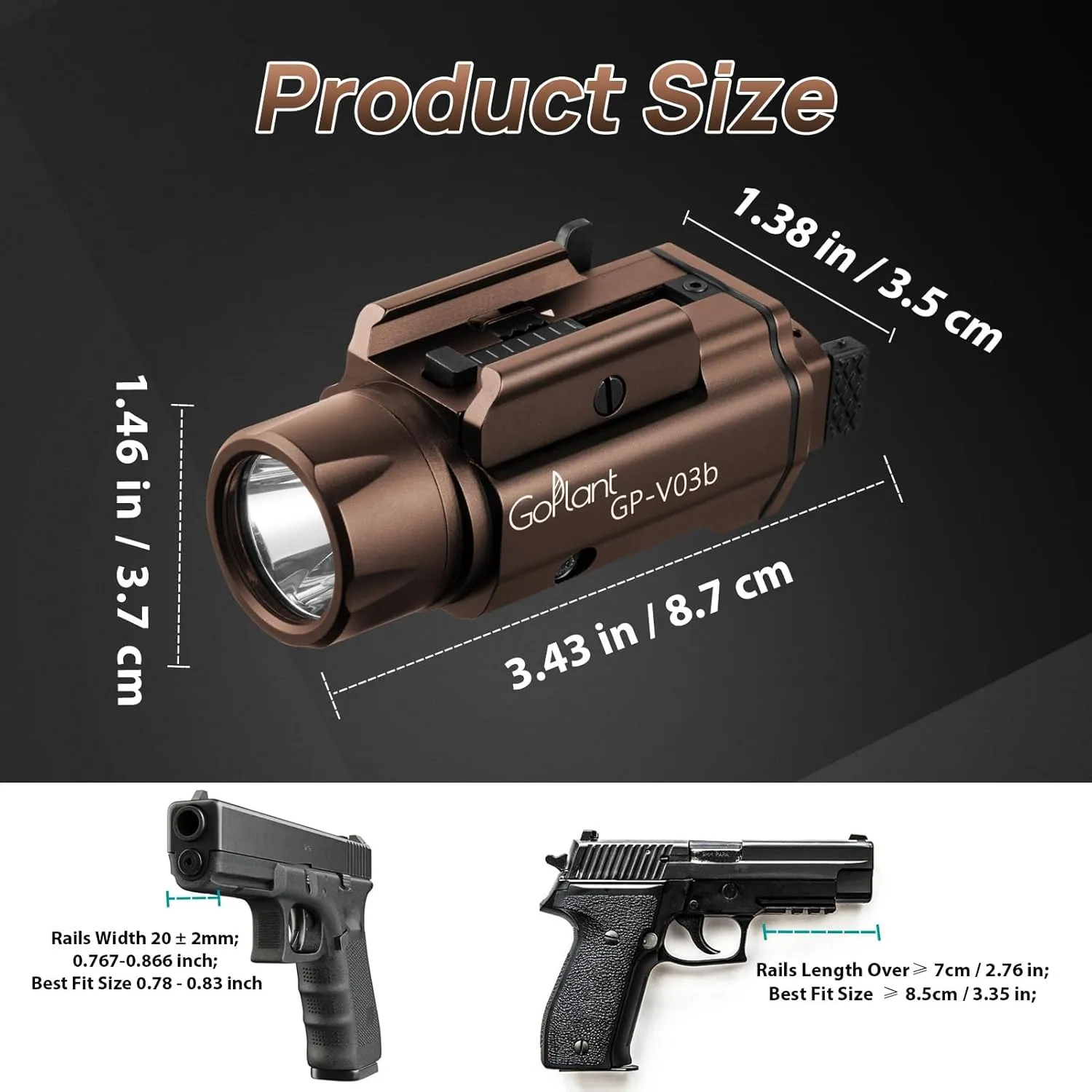 1750 Lumens Weapon Laser Light Combo - Adjustable Rail LED Light and Green Laser Flashlight, Aircraft-Grade Aluminum, Magnetic Rechargeable Strobe Tactical Light for Picatinny or GL Rail