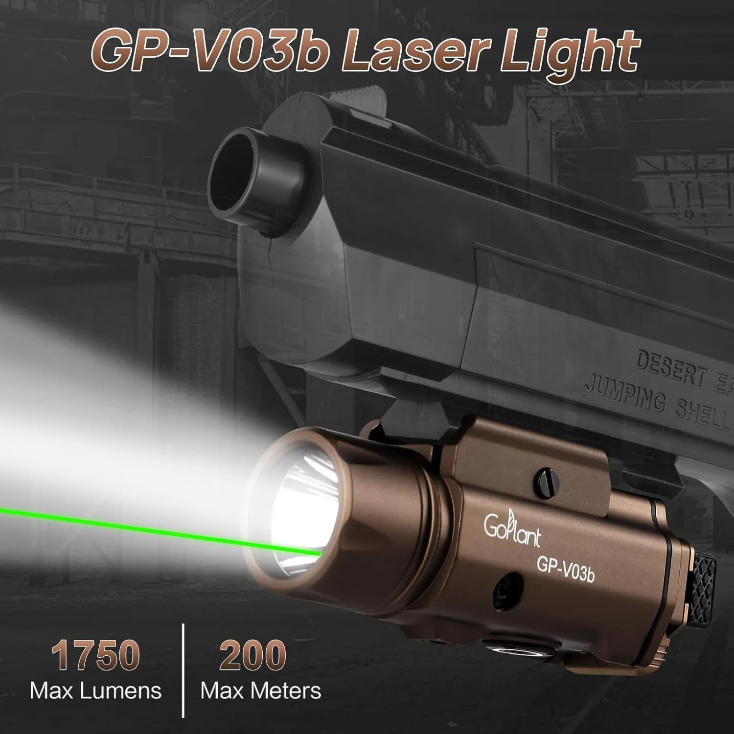1750 Lumens Weapon Laser Light Combo - Adjustable Rail LED Light and Green Laser Flashlight, Aircraft-Grade Aluminum, Magnetic Rechargeable Strobe Tactical Light for Picatinny or GL Rail