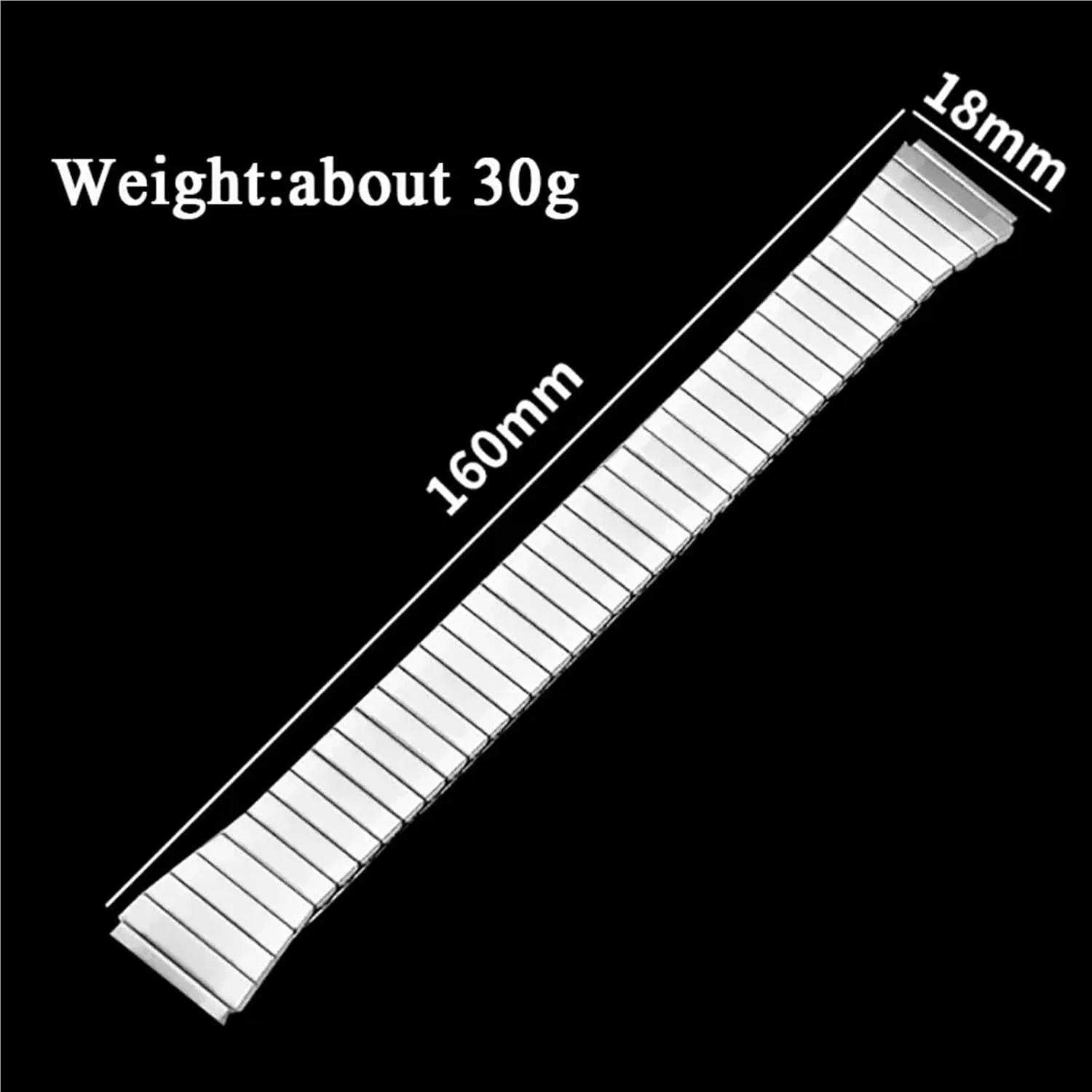 18mm Stainless Steel Watch Strap Stretch Expansion Retractable Men Metal Elastic Watchband Watch Accessories SmartWatch Bracelet