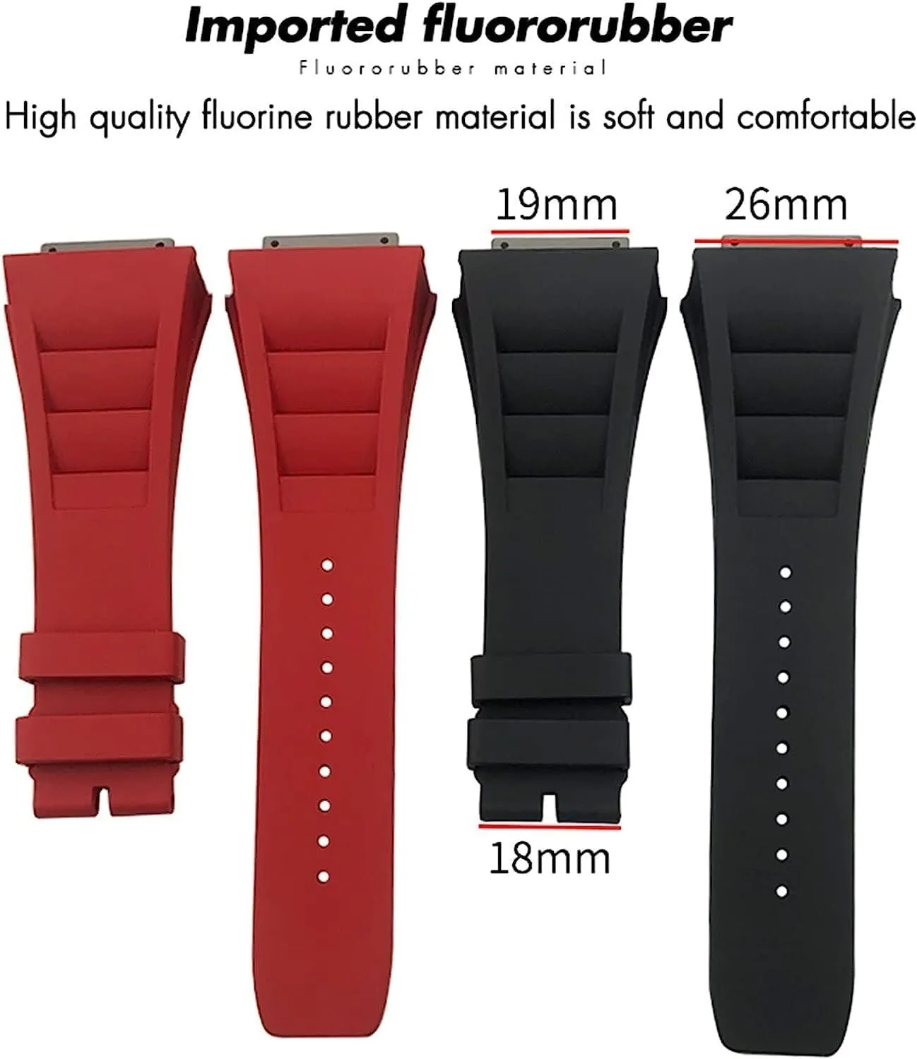 19mm Rubber Watchband with Metal Interface For Richard Mille RM035 011 055 030 Watch Strap Replacement accessories