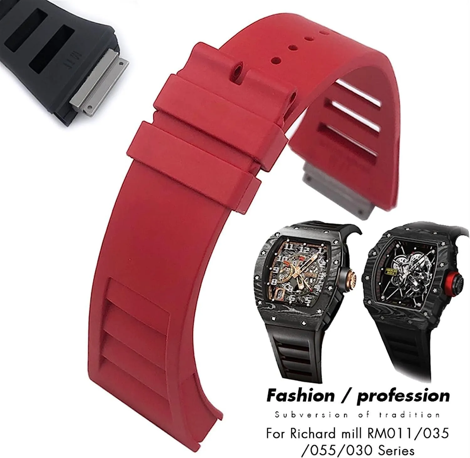 19mm Rubber Watchband with Metal Interface For Richard Mille RM035 011 055 030 Watch Strap Replacement accessories