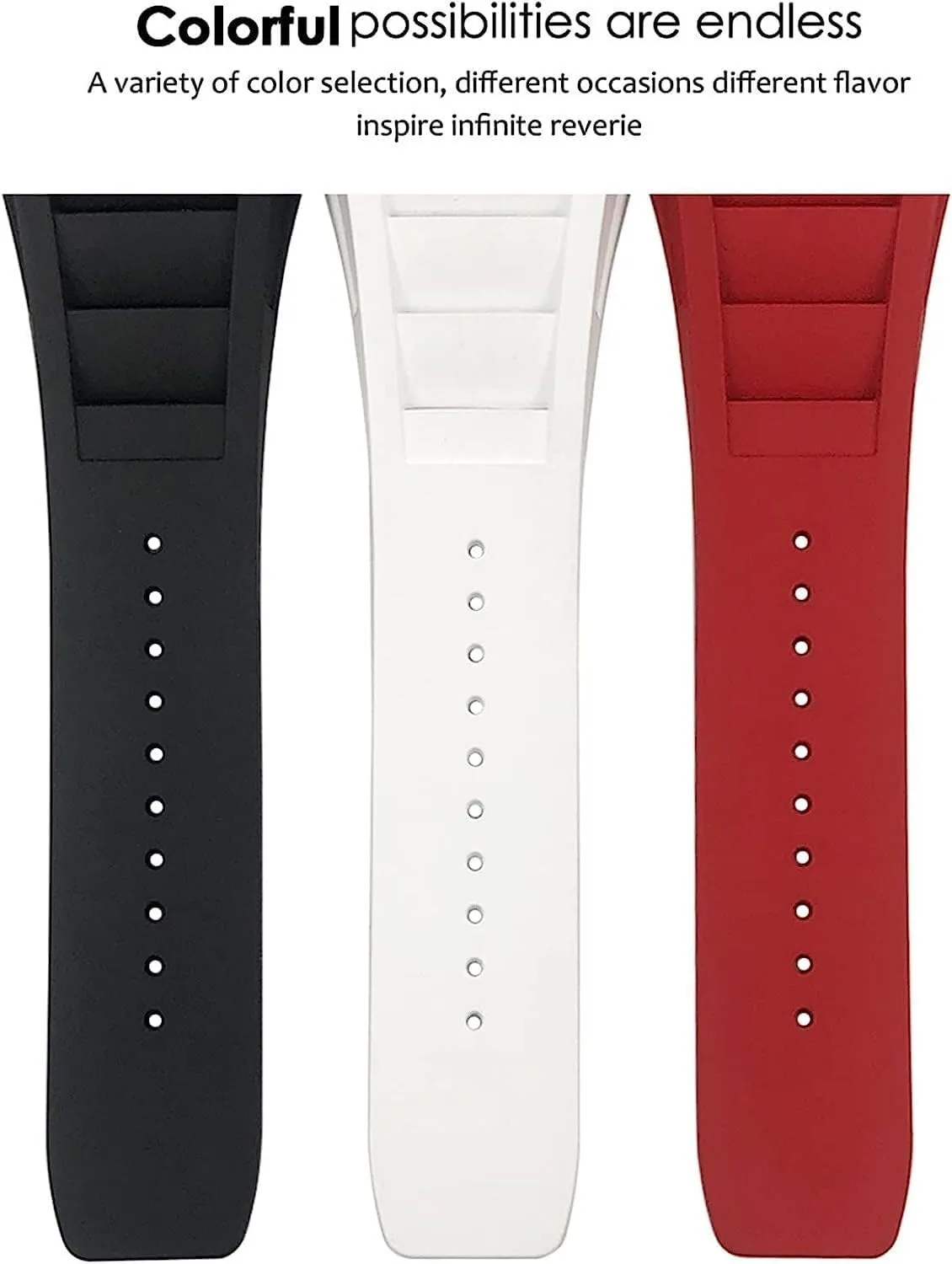 19mm Rubber Watchband with Metal Interface For Richard Mille RM035 011 055 030 Watch Strap Replacement accessories