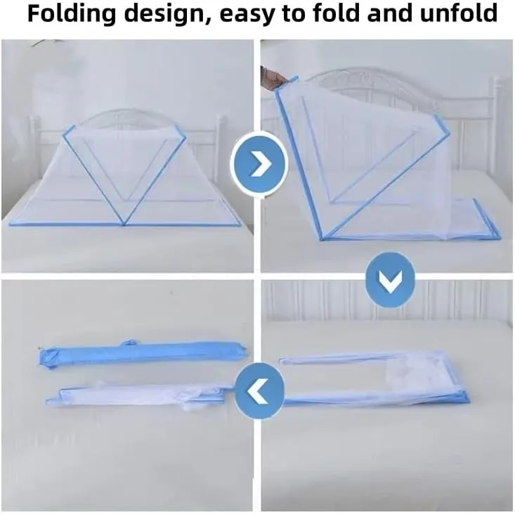 1PC Dormitory Mosquito net, Installation-Free Mosquito net, Portable Folding Mosquito net(Blue,125 * 55 * 65cm)