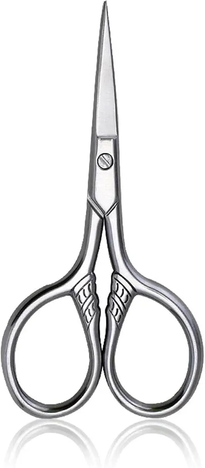 1Pcs Stainless Steel Small Makeup Grooming Scissors Eyebrows For Manicure Nail Cuticle Beard And Mustache Trimmer Nose Hair Tool(Red)