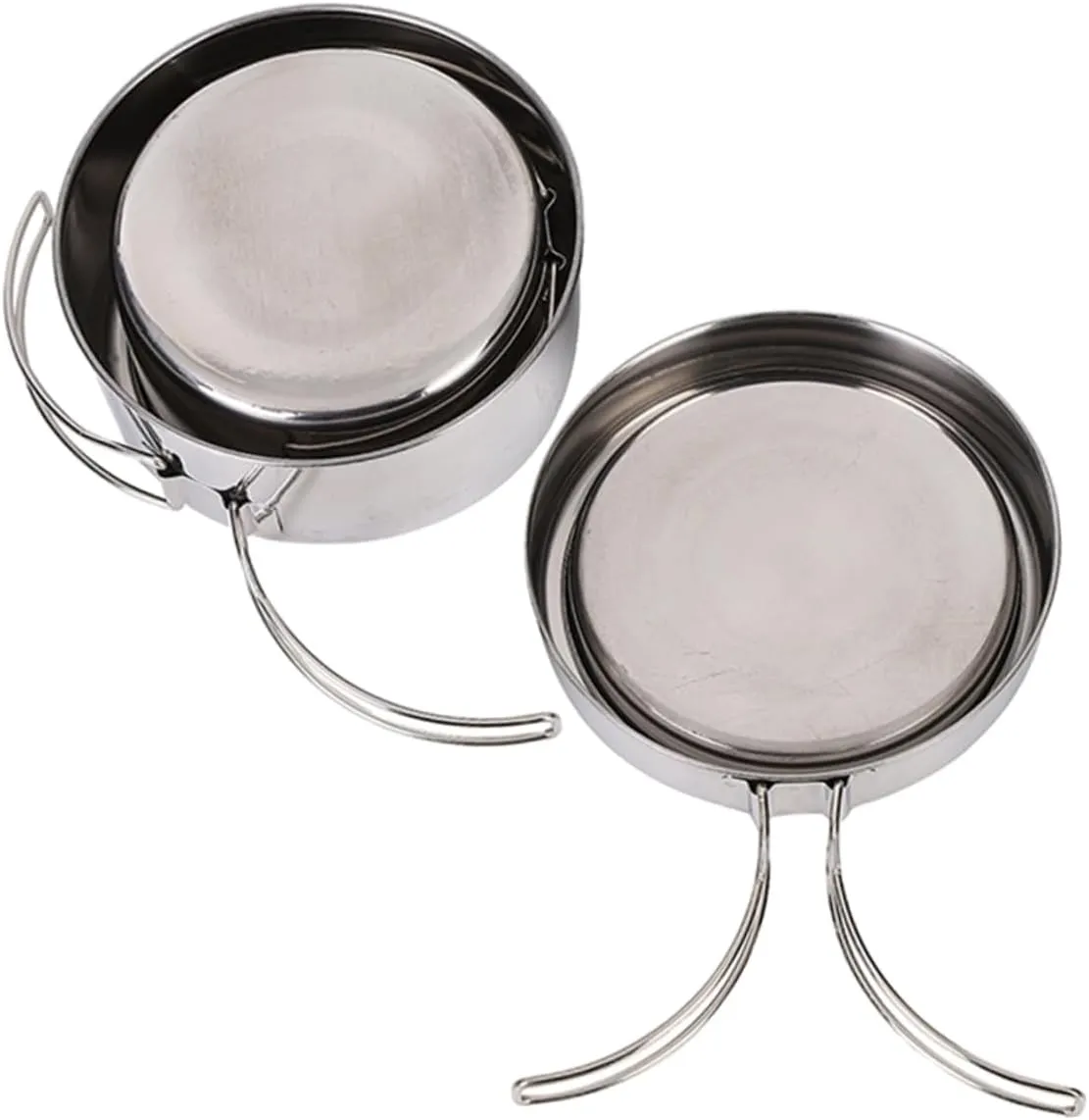 1Set Multi Function Outdoor Cookware Stainless Steel Camping Cookware Kit Lightweight Portable Cooking Tools for Hiking and Camping Compact Design for