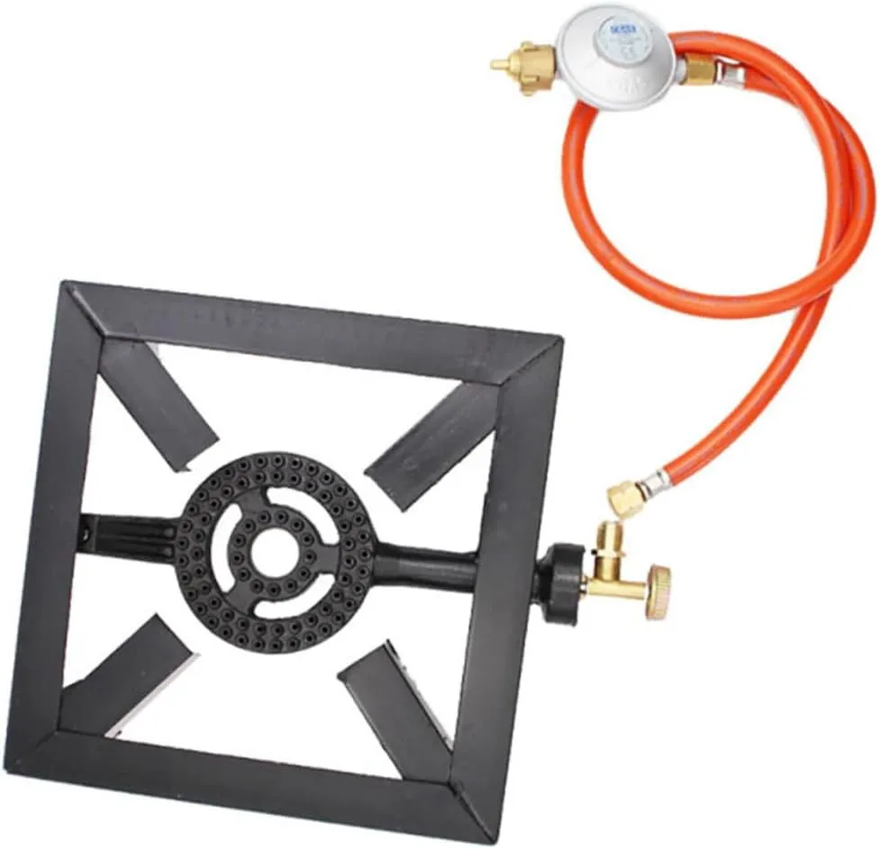 1Set Outdoor Gas Stove Burner Portable Cast Iron Propane Stove with Heat Regulator for Camping Cooking and Outdoor Activities for Decks Fish Houses and More
