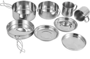 1set Portable Camping Cookware Lightweight Multi-Function Cooking Pot for Outdoor Adventures Hiking Fishing Barbecuing Compact and Kitchen Essentials