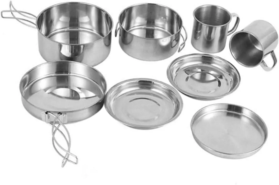 1set Portable Camping Cookware Lightweight Multi-Function Cooking Pot for Outdoor Adventures Hiking Fishing Barbecuing Compact and Kitchen Essentials