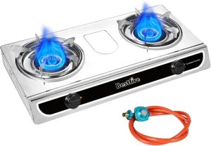 2-Burner Propane Gas Stove with Auto Ignition propane stove 23,000 BTU Camping Stove for Outdoor Cooking & Emergency Use portable gas stove Stainless Steel