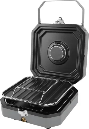 2 Camping Stove With Grill, Camping Grill, Foldable Camp Stove, Two Adjustable With Piezo Ignition & Easy Carrying Handle, Portable Stove For Camping, BBQ