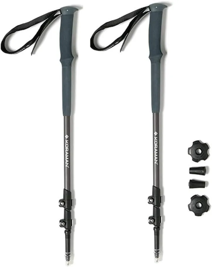 2-Pack Aluminum Trekking Poles - Adjustable Hiking Walking Sticks with Cork Grip, Flip-Lock, Lightweight & Durable for All-Terrain Camping, Backpacking