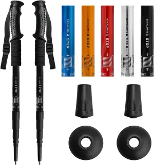 2 Pack Hiking Poles for Junior, Nordic Walking Trekking Pole Hiking Sticks Lightweight Collapsible & Shock-Absorbent Aluminum with Quick Adjustable Locks for Youth & Women