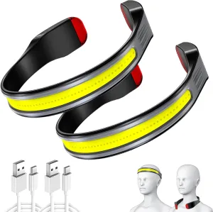 2 Pack LED Rechargeable Headlamp,Book Light for Reading in Bed, Neck Light,230°Wide Beam Head Lamp for Forehead, Waterproof Super Bright COB Head Light for Camping Running Hiking Repairing