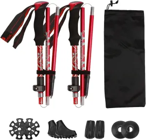 2 Pack Lightweight Walking Poles, Trekking Stick 5-Section Folding, Eva Handle, Luminum Alloy Cane Body, Trekking Poles for Hiking Women/Men/Seniors
