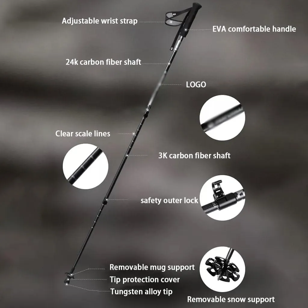 2-Pack of Practical Trekking Poles, Retractable Portable Nordic Walking Poles, with Flip-Lock System, for Hiking, Traveling, Camping