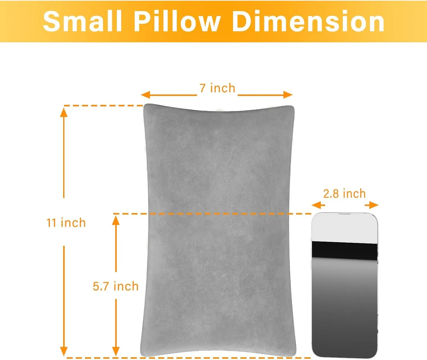 2 Pack Small Pillow, Memory Foam Mini Pillow 11 X 7 Inches for Travel, Sleeping, Nap and Neck, Knee, Lumbar Support, Tiny Cushion for Pet, Dogs (Grey)