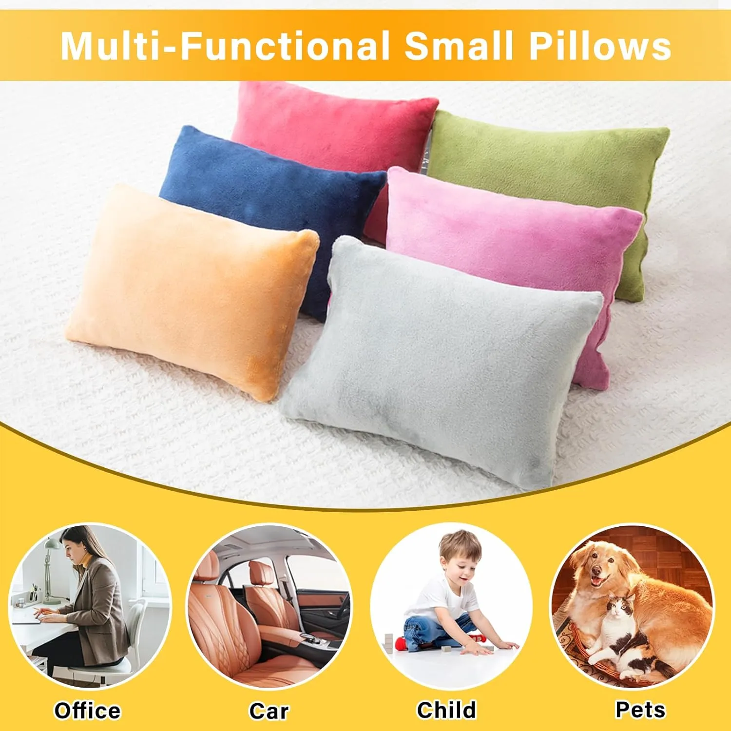 2 Pack Small Pillow, Memory Foam Mini Pillow 11 X 7 Inches for Travel, Sleeping, Nap and Neck, Knee, Lumbar Support, Tiny Pillow Cushion for Pet, Dogs (Blue)