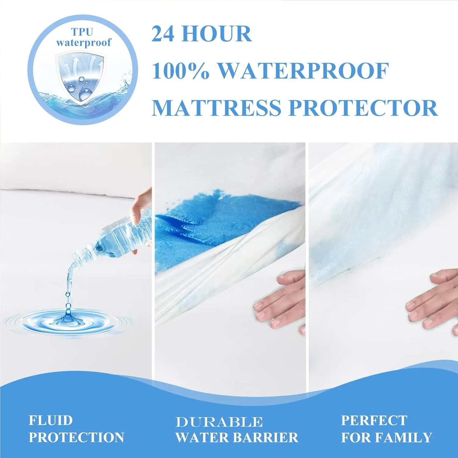 2 Pack Twin Size Premium Waterproof Mattress Protector, Soft Breathable Mattress Pad, Noiseless Waterproof Bed Cover - Stretch to 21" Fitted Deep Pocket Mattress Protection