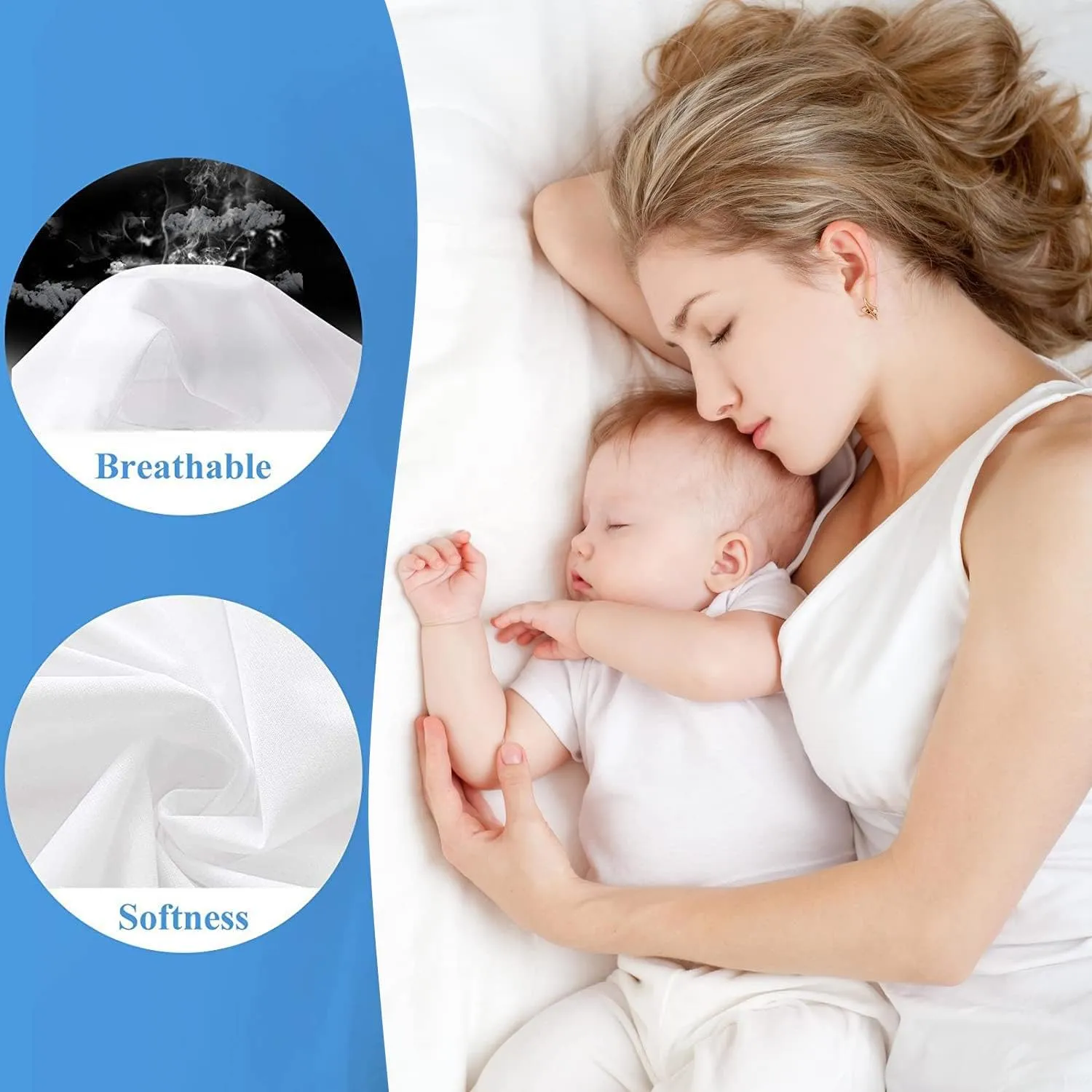 2 Pack Twin Size Premium Waterproof Mattress Protector, Soft Breathable Mattress Pad, Noiseless Waterproof Bed Cover - Stretch to 21" Fitted Deep Pocket Mattress Protection