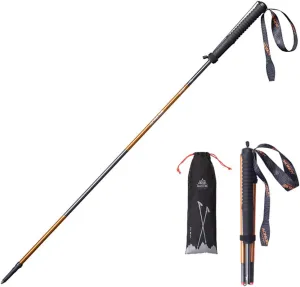 2-pc Pack Carbon Fiber Lightweight Foldable Hiking & Trekking Poles, Adjustable Ultralightweight Collapsible 4-Section with EVA Handle Grip, Sleek, Comfortable