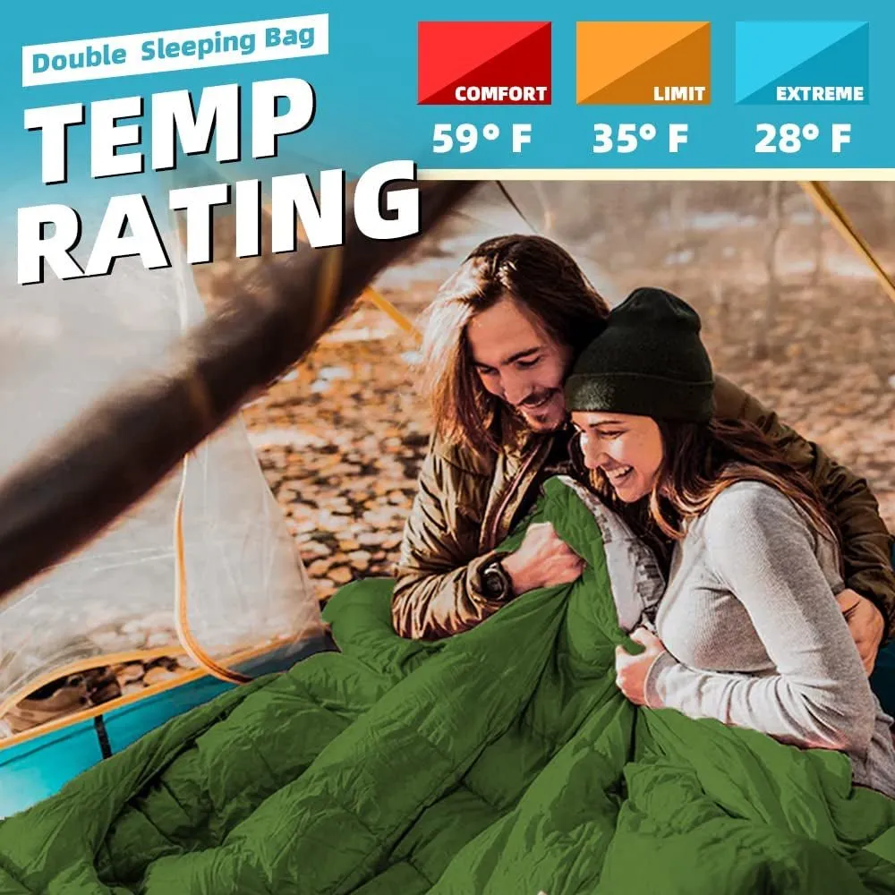 2 Person Sleeping Bag Lightweight Waterproof with 2 Pillows