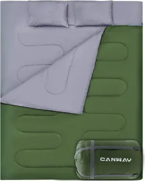 2 Person Sleeping Bag Lightweight Waterproof with 2 Pillows
